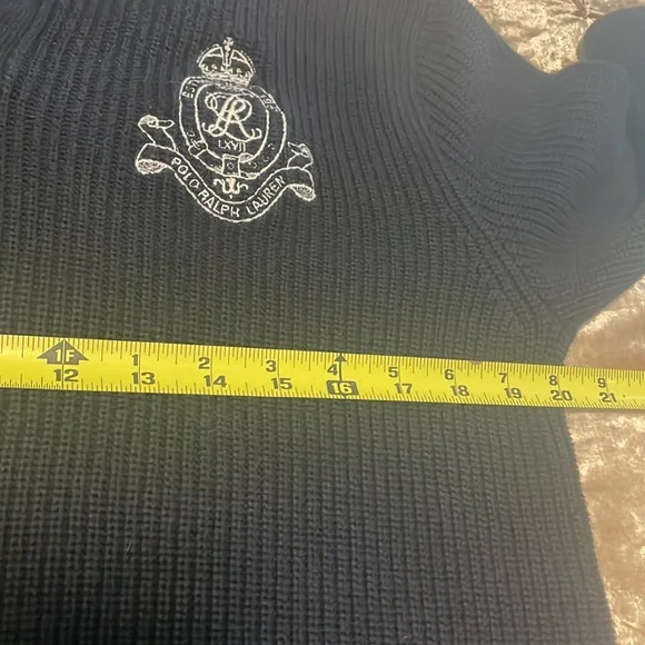 Vintage Ralph Lauren Navy Collegiate Crest Sweater Large